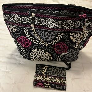 Vera Bradley Canterbury Magenta small tote and coin bag.